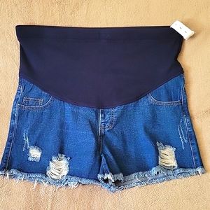 Maternity Distressed Denim Shorts